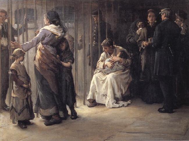 Frank Holl Newgate-Committed for trial oil painting picture